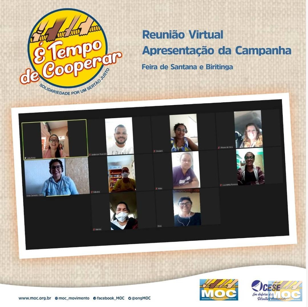 MOC realiza encontro virtual para explicar ações da Campanha É Tempo de Cooperar 