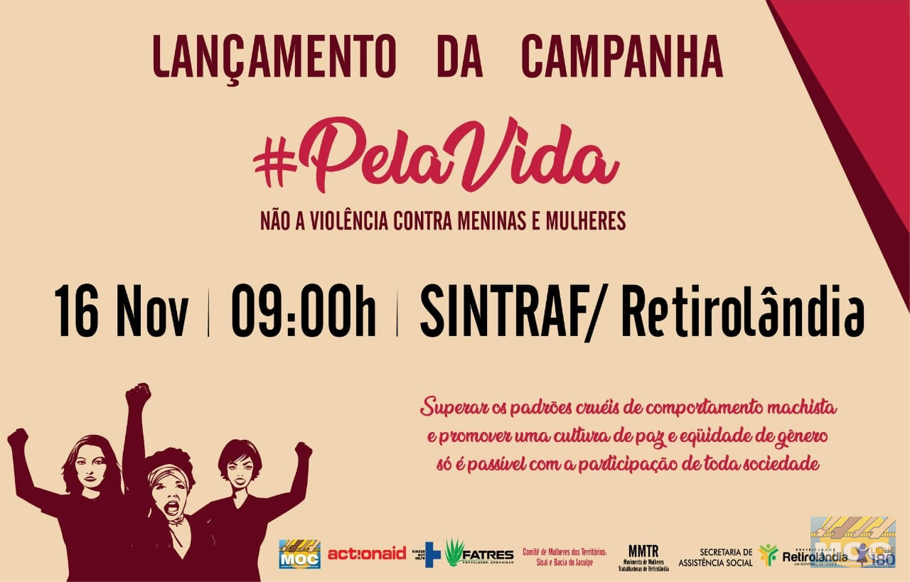 Lançamento da Campanha #PelaVida: Não a Violência contra Meninas e Mulheres será realizada em Retirolândia