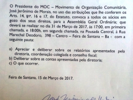 MOC convoca sócios para Assembleia Geral Ordinária