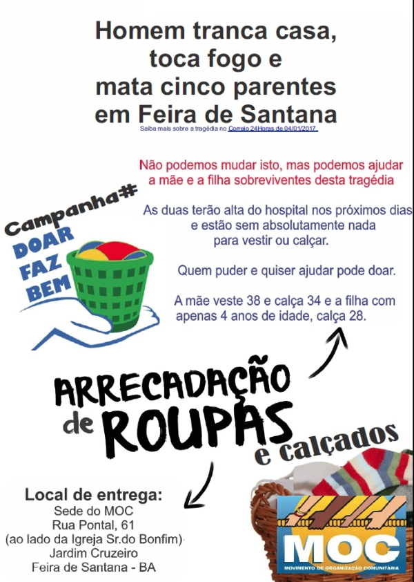 Campanha #DoarFazBem - Ajude as sobreviventes da tragédia em Feira de Santana